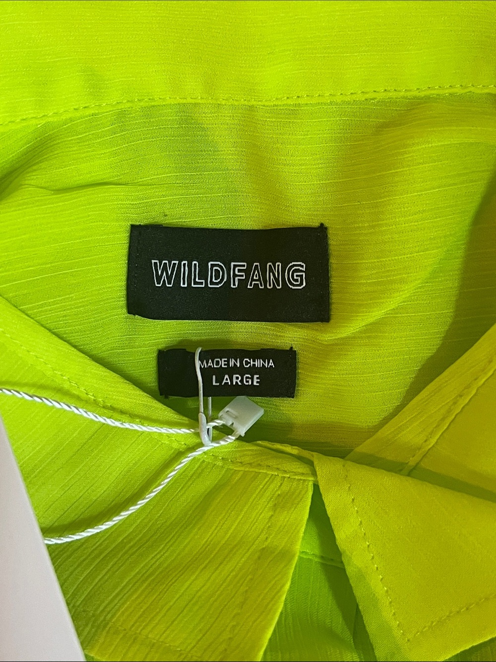 Wildfang The Empower Sheer Button Up Shirt Neon Lime Green NWT - Picture 4 of 5